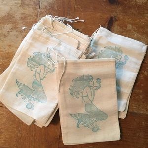 Lot of 20 Mermaid Cotton Favor Bags Birthday Parties Party Baby Showers - NEW